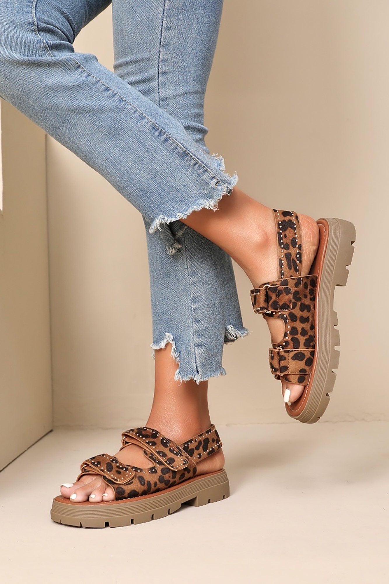 Briella Leopard Chunky Sandals