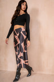 Briley Bronze Satin Print Midi Skirt