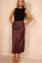 Briley Snake Print Satin Midi Skirt