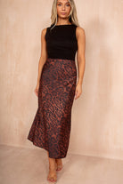 Briley Snake Print Satin Midi Skirt