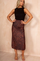 Briley Snake Print Satin Midi Skirt