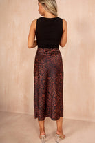Briley Snake Print Satin Midi Skirt