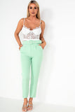 Brinley Mint Belted Cigarette Trousers