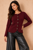 Brodie Burgundy Fine Knit Cardigan