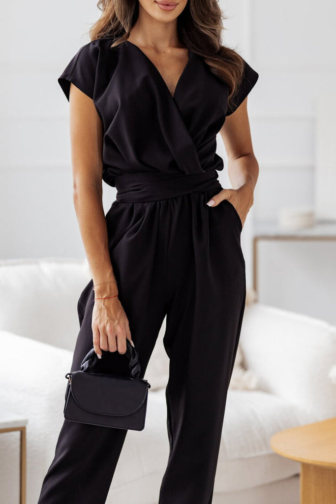 Brody Black Sleeveless Belted Jumpsuit