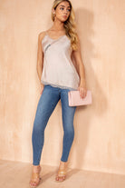 Brooks Pale Pink Satin Lace Top