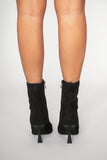 Brynn Black Suedette Ankle Boots