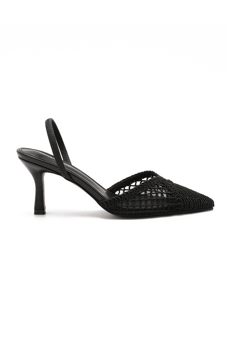 Brynn Black Woven Court Heels