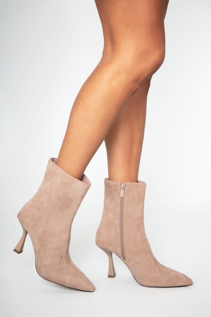 Brynn Stone Suedette Ankle Boots
