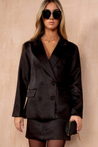 Cadee Black Satin Mini Skirt