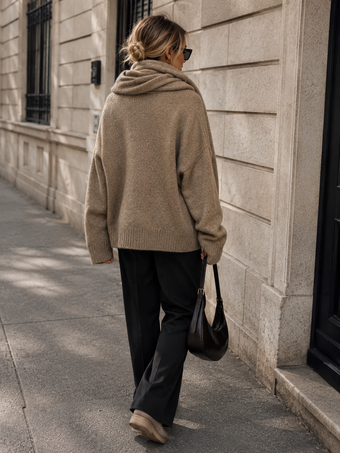 Cadence Camel Knit Scarf Jumper Set