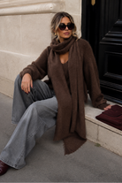 Cadence Chocolate Knit Scarf Jumper Set