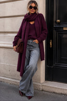 Cadence Purple Knit Scarf Jumper Set