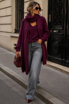 Cadence Purple Knit Scarf Jumper Set