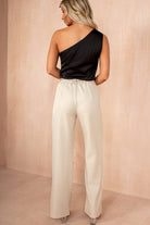 Calista Stone Belted Wide Leg Trousers