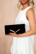 Callie Black Suedette Detachable Chain Bag