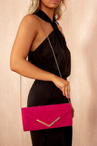 Callie Fuchsia Suedette Detachable Chain Bag