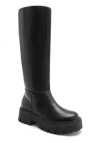 Camilla Black Faux Leather Chunky Knee High Boots