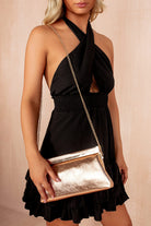 Camryn Rose Gold Metallic Detachable Chain Bag