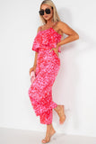 Candace Pink and Red Rose Print Jumpsuit