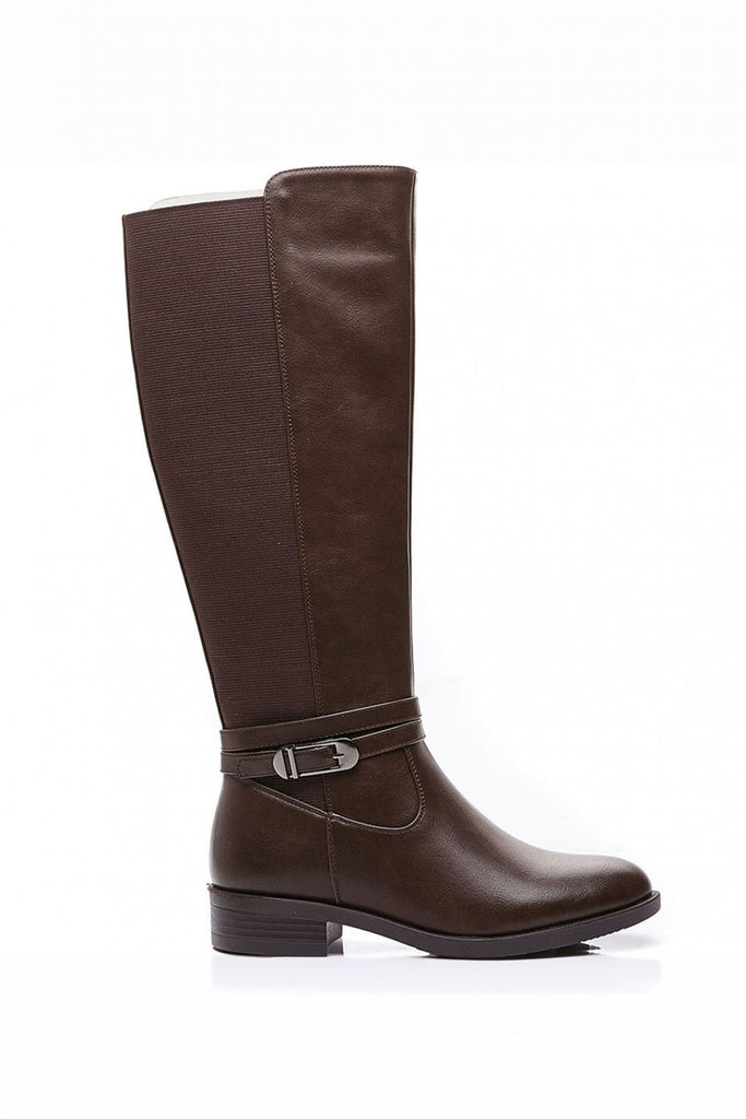 Zolda Chocolate Faux Leather Boots