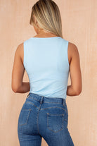 Carlene Blue Sleeveless Bodysuit