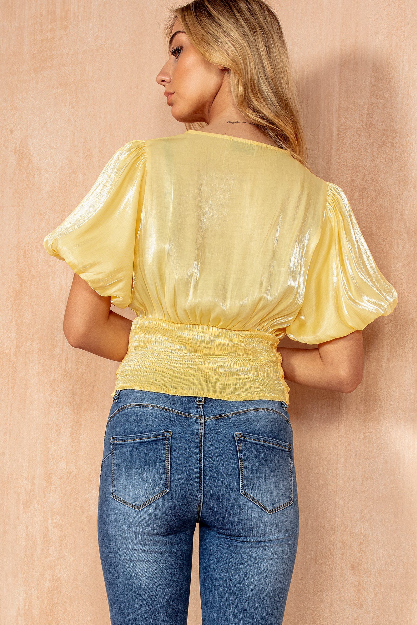 Carly Lemon Shimmer Top