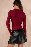 Carmen Burgundy Ribbed Asymmetric Top