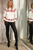 Carol Cream and Red Knit Reindeer Jumper