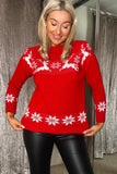 Carol Red Knit Reindeer Jumper