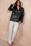 Caroline Black Leather Look Blazer