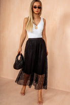 Carson Black Eyelet Lace A Line Skirt