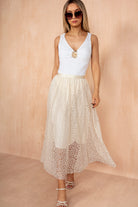 Carson Cream Eyelet Lace A Line Skirt
