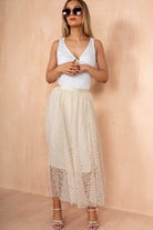 Carson Cream Eyelet Lace A Line Skirt