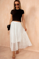 Carson White Eyelet Lace A Line Skirt