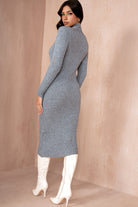 Carter Grey Knit Cut Out Midi Dress