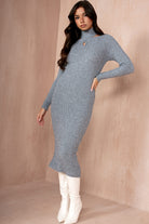 Carter Grey Knit Cut Out Midi Dress