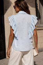 Caryson Blue Cotton Frill Shirt