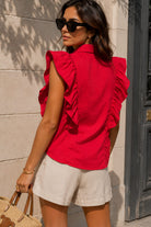 Caryson Red Cotton Frill Shirt