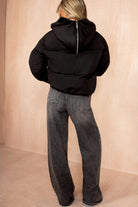 Cassie Black Faux Fur Hooded Puffer Jacket - Vavavoom.ie