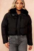 Cassie Black Faux Fur Hooded Puffer Jacket