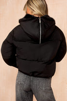 Cassie Black Faux Fur Hooded Puffer Jacket