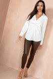 Cassie Chocolate Faux Leather Skinny Jeans