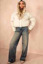 Cassie Cream Faux Fur Hooded Puffer Jacket
