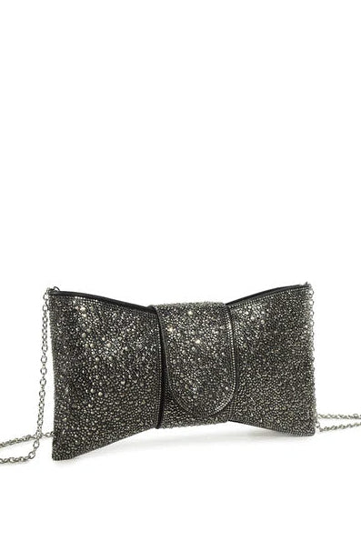 Castor Black Diamante Bow Detachable Chain Bag