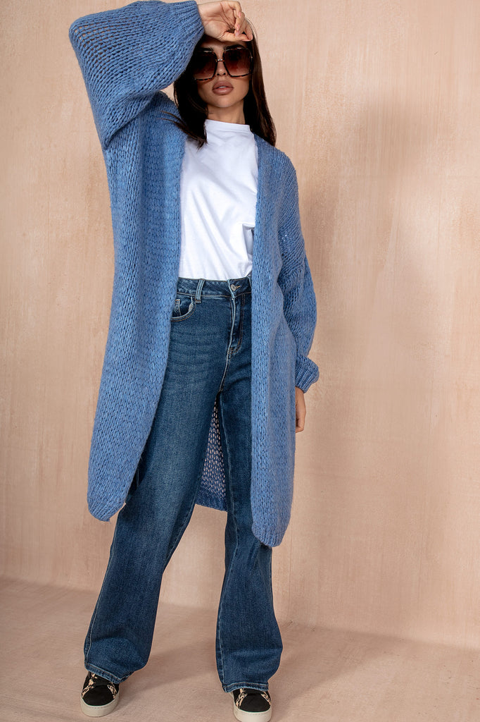 Catherine Blue Chunky Knit Cardigan