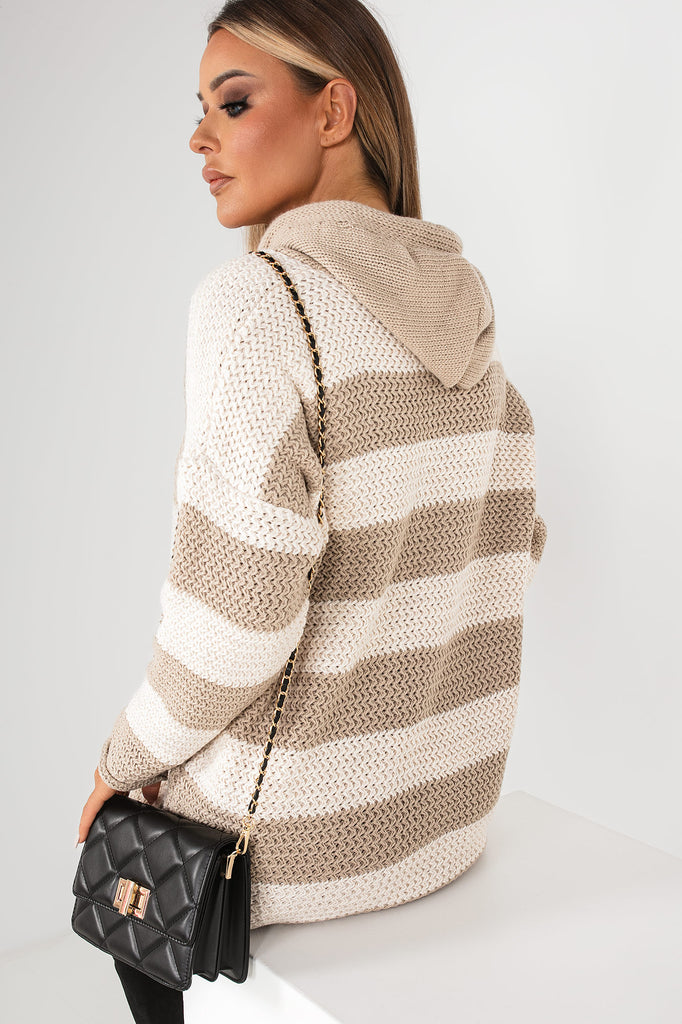 Cathy Taupe Knit Striped Jumper