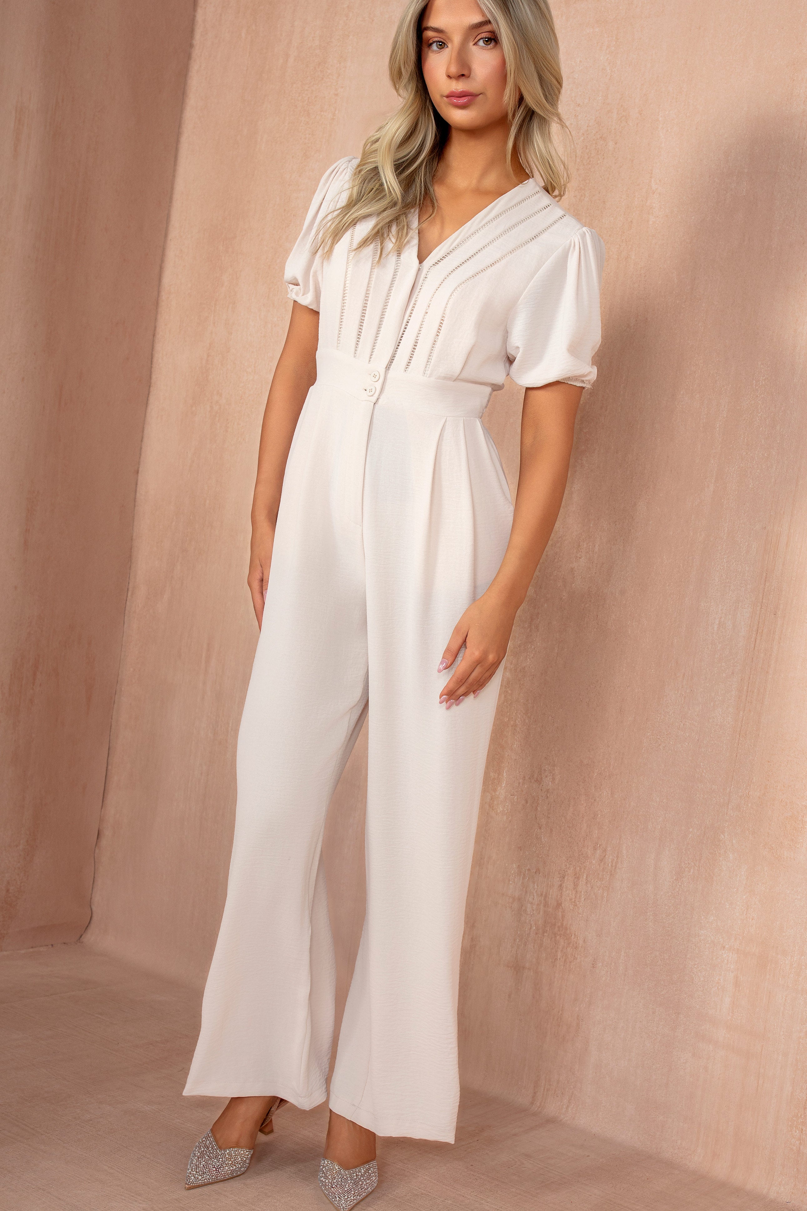 Ceala Stone Puff Sleeve Jumpsuit