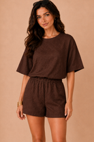 Cecilia Chocolate Textured Diamond Co Ord