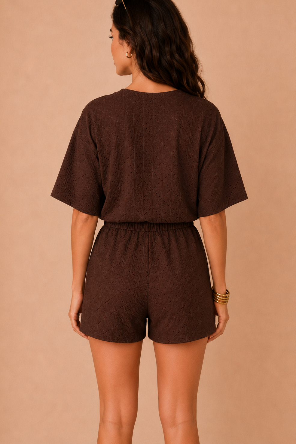 Cecilia Chocolate Textured Diamond Co Ord